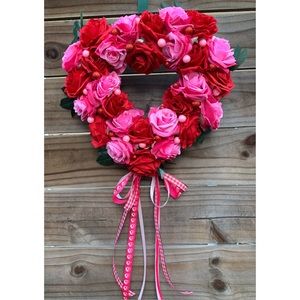 Mother’s Day Rose Floral Heart Shaped Wreath Home Decor Gift